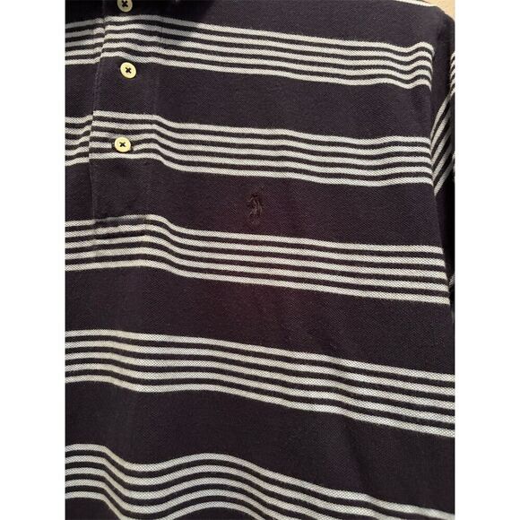 Polo Ralph Lauren Men's Large Blue Striped Short Sleeve Polo Shirt - Picture 2 of 11